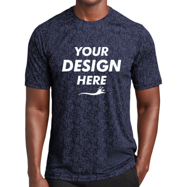 Sport Tek Digi Camo Tee, True Navy, Front view, Mockup