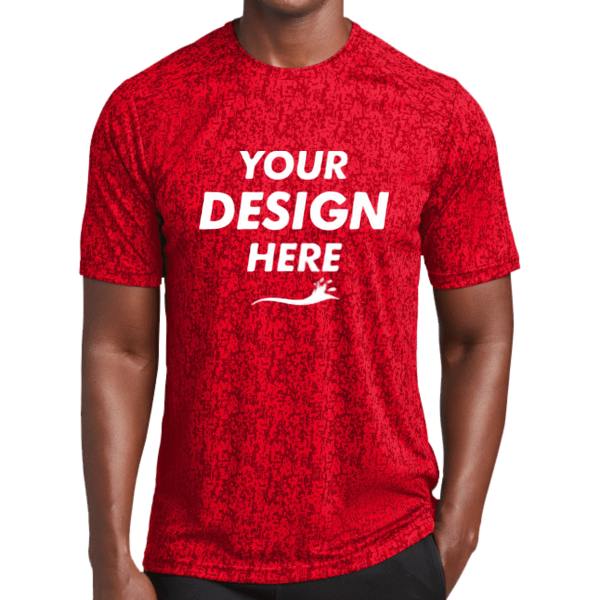 Sport Tek Digi Camo Tee, True Red, Front view, Mockup