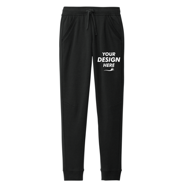 Sport Tek Drive Fleece Jogger, Black, Front view, Mockup