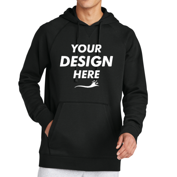 Sport Tek Drive Fleece Pullover Hoodie, Black, Front view, Mockup