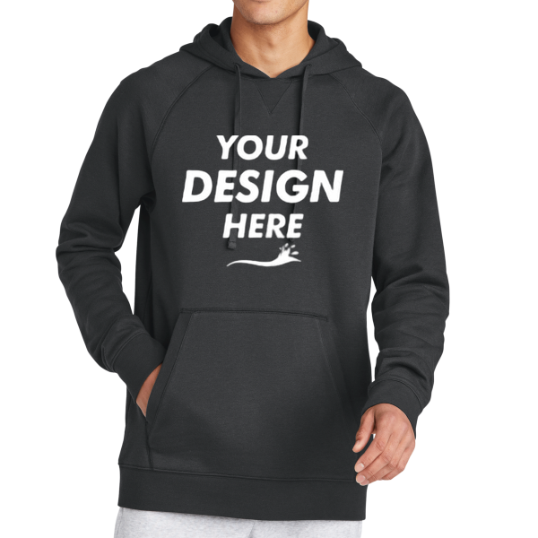 Sport Tek Drive Fleece Pullover Hoodie, Charcoal Grey, Front view, Mockup