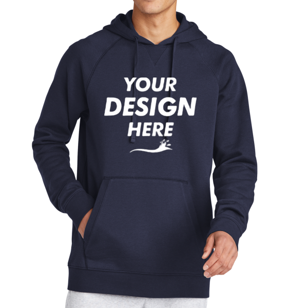 Sport Tek Drive Fleece Pullover Hoodie, True Navy, Front view, Mockup