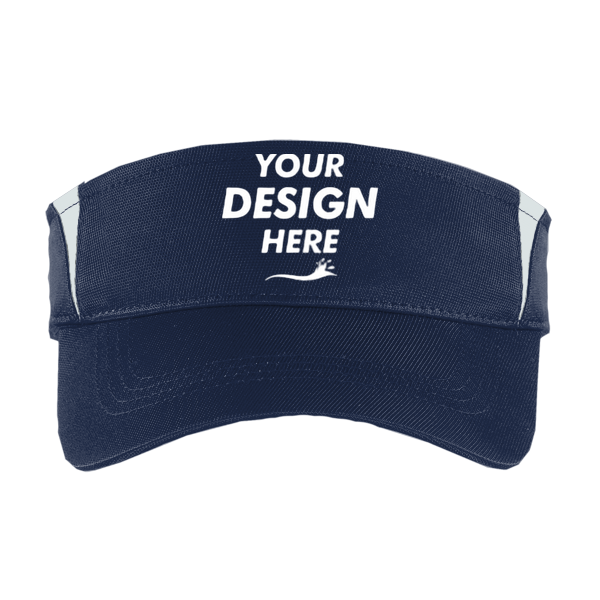 Sport Tek Dry Zone ® Colorblock Visor, True Navy / White, Front view, Mockup