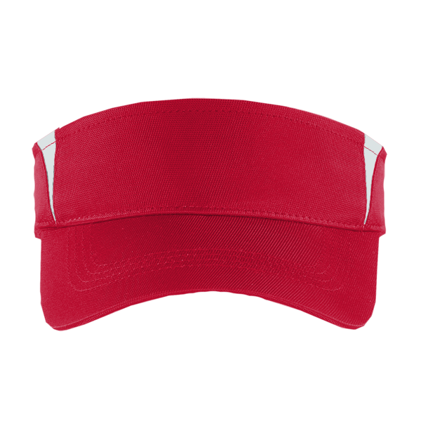 Sport Tek Dry Zone ® Colorblock Visor, True Red / White, Front view
