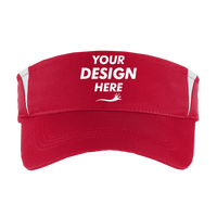 Sport Tek Dry Zone ® Colorblock Visor, True Red / White, Front view, Mockup