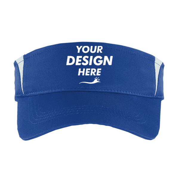 Sport Tek Dry Zone ® Colorblock Visor, True Royal / White, Front view, Mockup