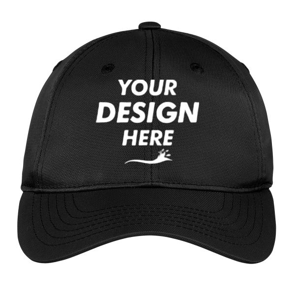 Sport Tek Dry Zone ® Nylon Cap, Black, Hat (Front) view, Mockup