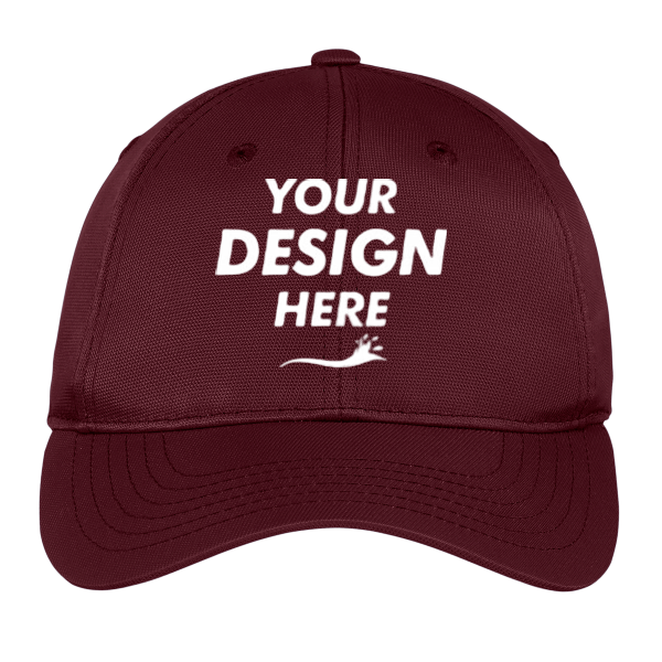 Sport Tek Dry Zone ® Nylon Cap, Maroon, Hat (Front) view, Mockup