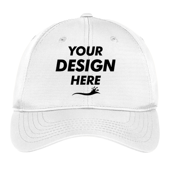 Sport Tek Dry Zone ® Nylon Cap, White, Hat (Front) view, Mockup