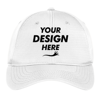 Sport Tek Dry Zone ® Nylon Cap, White, Hat (Front) view, Mockup