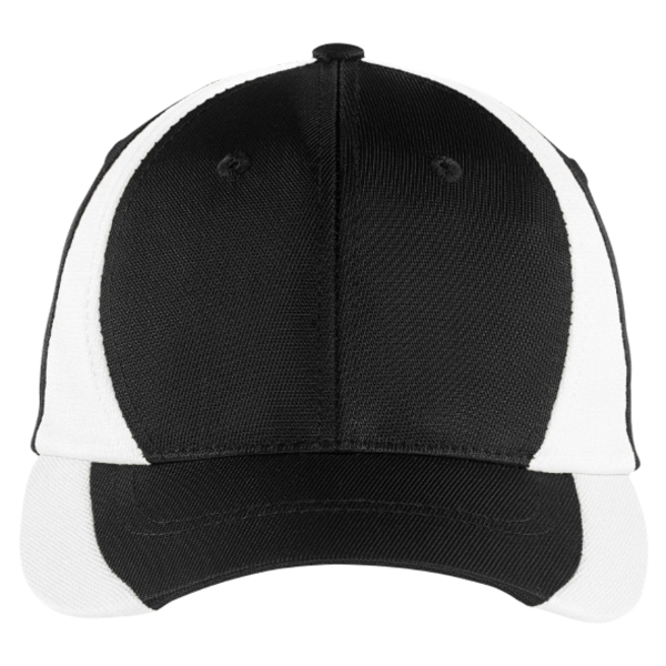 Sport Tek Dry Zone ® Nylon Colorblock Cap, Black / White, Front view