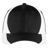 Sport Tek Dry Zone ® Nylon Colorblock Cap, Black / White, Front view