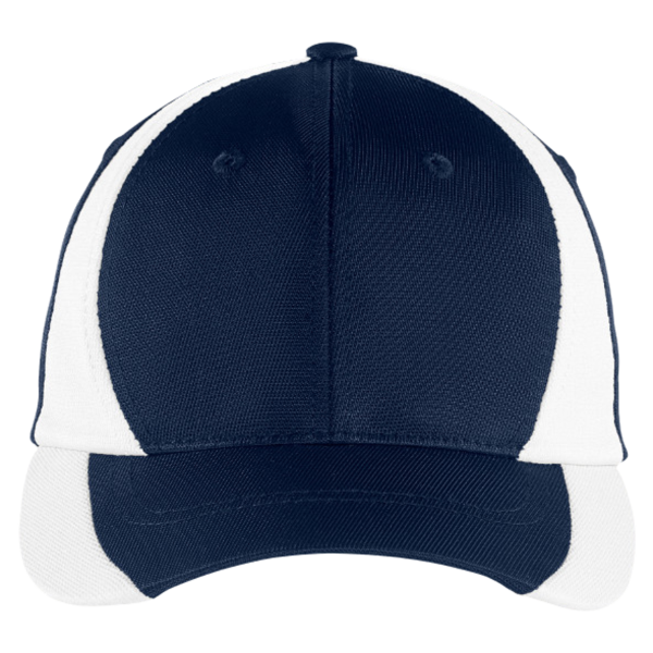 Sport Tek Dry Zone ® Nylon Colorblock Cap, True Navy / White, Front view