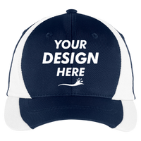 Sport Tek Dry Zone ® Nylon Colorblock Cap, True Navy / White, Front view, Mockup