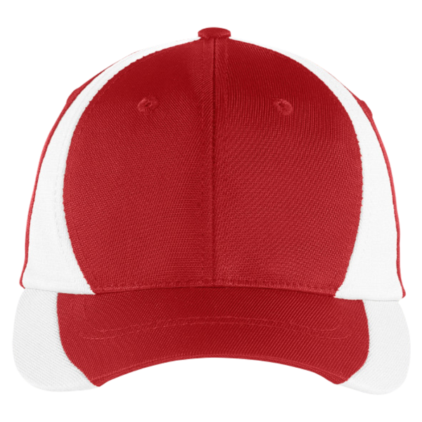 Sport Tek Dry Zone ® Nylon Colorblock Cap, True Red / White, Front view