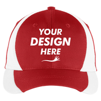 Sport Tek Dry Zone ® Nylon Colorblock Cap, True Red / White, Front view, Mockup
