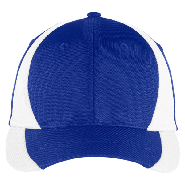 Sport Tek Dry Zone ® Nylon Colorblock Cap, True Royal / White, Front view