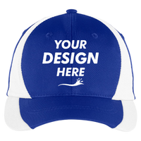 Sport Tek Dry Zone ® Nylon Colorblock Cap, True Royal / White, Front view, Mockup
