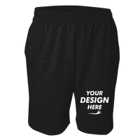 Sport Tek Jersey Knit Short with Pockets, Black, Front view, Mockup
