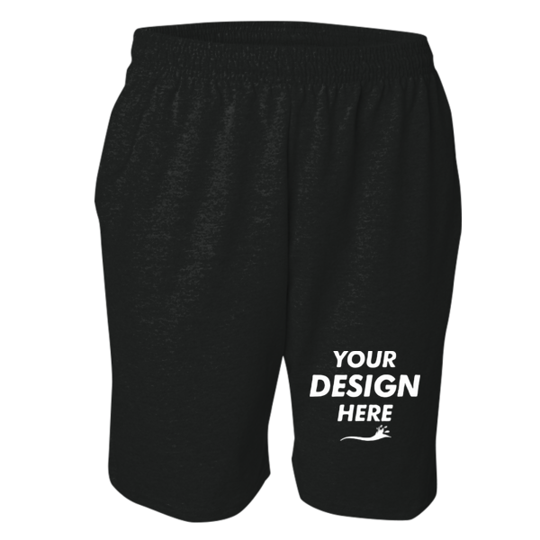 Sport Tek Jersey Knit Short with Pockets, Black, Front view, Mockup