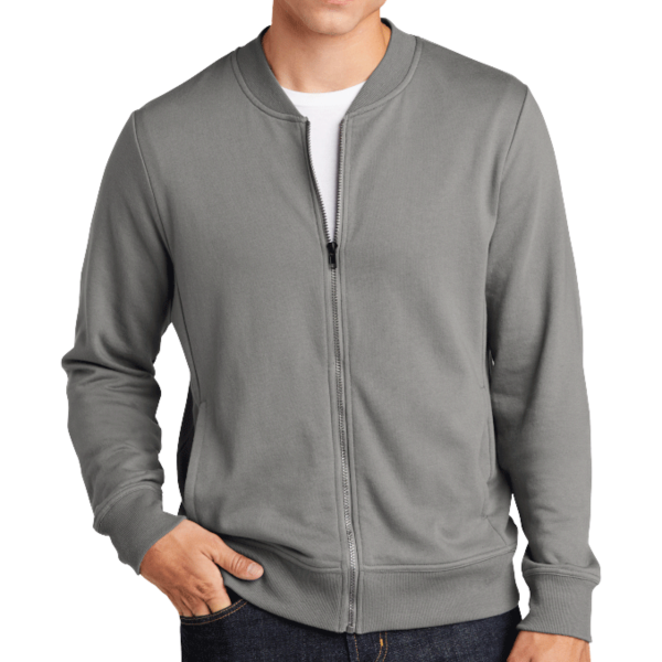Sport Tek Lightweight French Terry Bomber, Grey Concrete, Front view