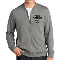 Sport Tek Lightweight French Terry Bomber, Grey Concrete, Front view, Mockup