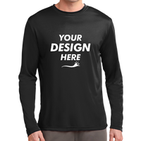 Sport Tek Long Sleeve PosiCharge ® Competitor Tee, Black, Front view, Mockup
