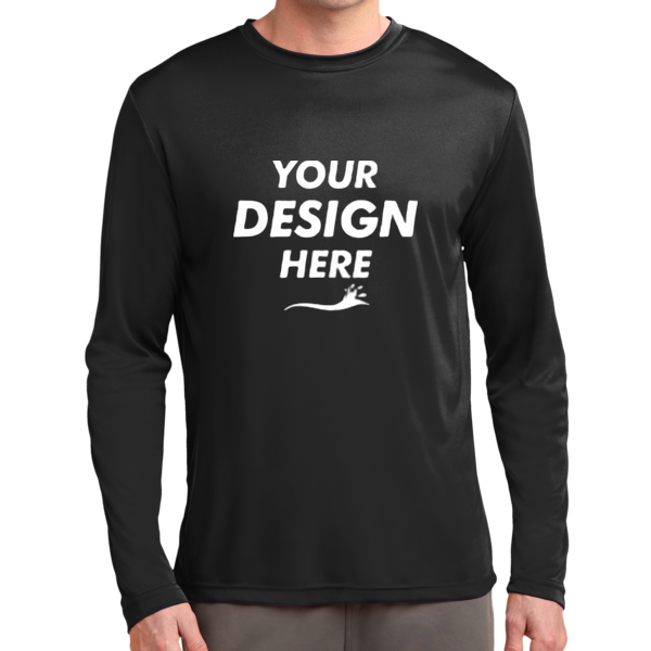 Sport Tek Long Sleeve PosiCharge ® Competitor Tee, Black, Front view, Mockup