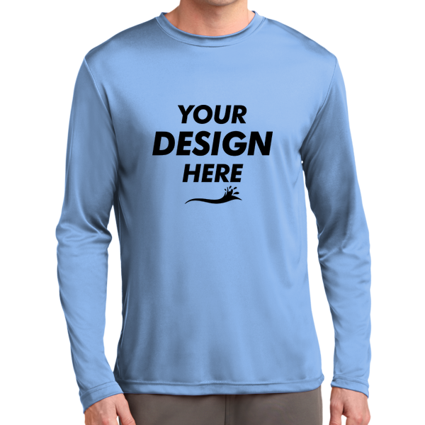 Sport Tek Long Sleeve PosiCharge ® Competitor Tee, Carolina Blue, Front view, Mockup