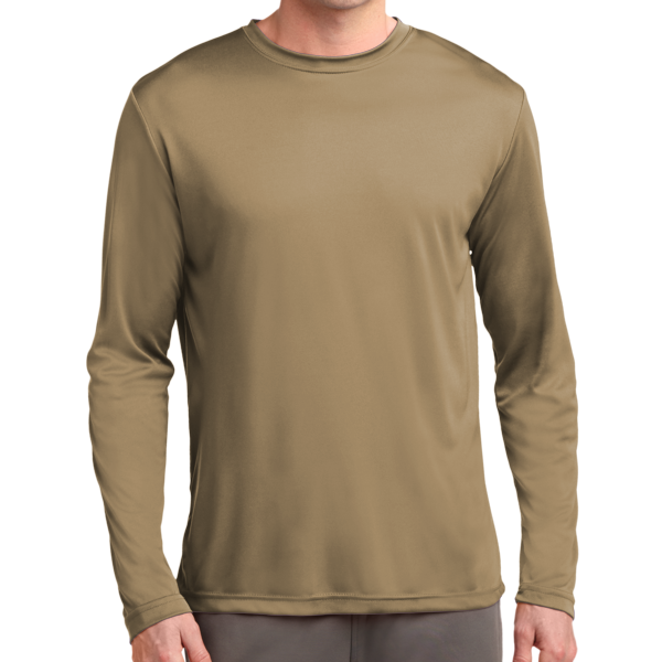 Sport Tek Long Sleeve PosiCharge ® Competitor Tee, Coyote Brown, Front view