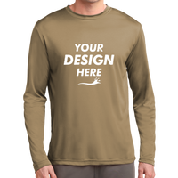 Sport Tek Long Sleeve PosiCharge ® Competitor Tee, Coyote Brown, Front view, Mockup