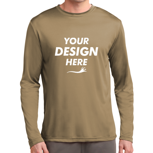 Sport Tek Long Sleeve PosiCharge ® Competitor Tee, Coyote Brown, Front view, Mockup