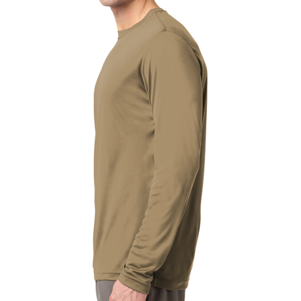 Sport Tek Long Sleeve PosiCharge ® Competitor Tee, Coyote Brown, Left Sleeve view