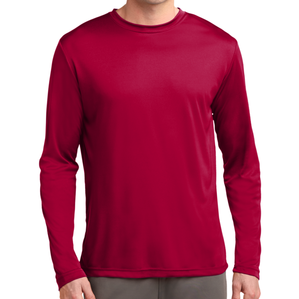 Sport Tek Long Sleeve PosiCharge ® Competitor Tee, Deep Red, Front view
