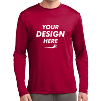 Sport Tek Long Sleeve PosiCharge ® Competitor Tee, Deep Red, Front view, Mockup