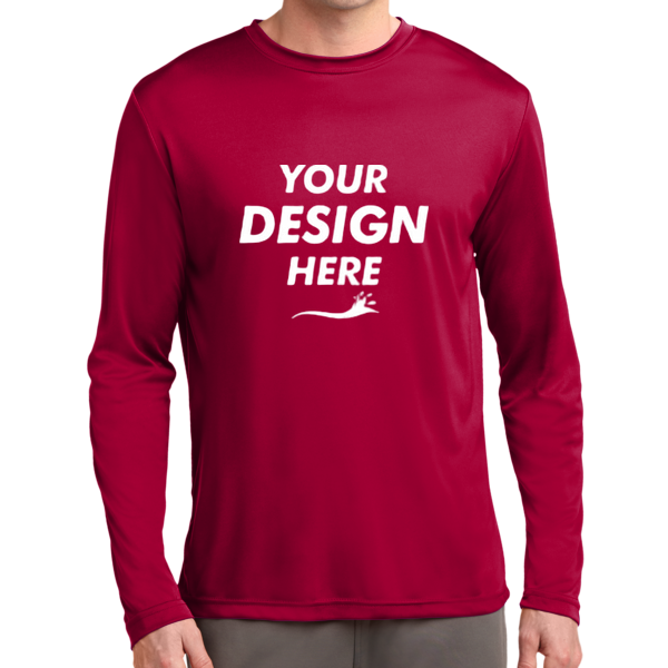 Sport Tek Long Sleeve PosiCharge ® Competitor Tee, Deep Red, Front view, Mockup