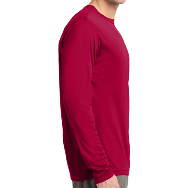 Sport Tek Long Sleeve PosiCharge ® Competitor Tee, Deep Red, Right Sleeve view