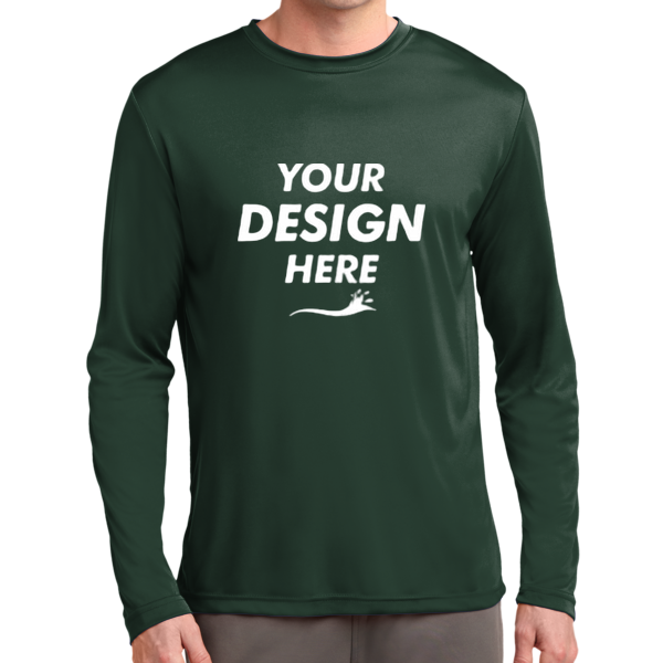 Sport Tek Long Sleeve PosiCharge ® Competitor Tee, Forest Green, Front view, Mockup