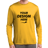 Sport Tek Long Sleeve PosiCharge ® Competitor Tee, Gold, Front view, Mockup