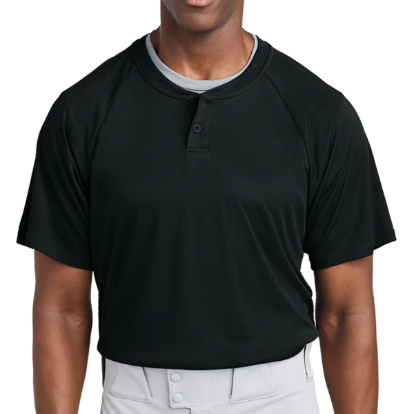Sport Tek PosiCharge ® Competitor 2 Button Henley, Black, Front view