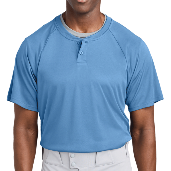 Sport Tek PosiCharge ® Competitor 2 Button Henley, Carolina Blue, Front view