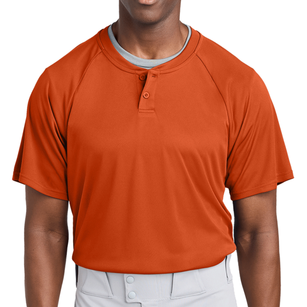 Sport Tek PosiCharge ® Competitor 2 Button Henley, Deep Orange, Front view