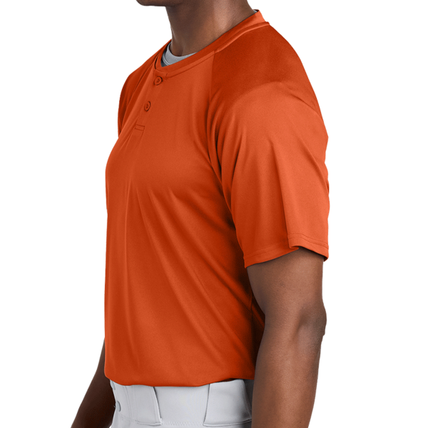 Sport Tek PosiCharge ® Competitor 2 Button Henley, Deep Orange, Left Sleeve view