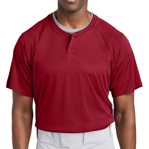 Sport Tek PosiCharge ® Competitor 2 Button Henley, Deep Red, Front view