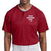 Sport Tek PosiCharge ® Competitor 2 Button Henley, Deep Red, Front view, Mockup