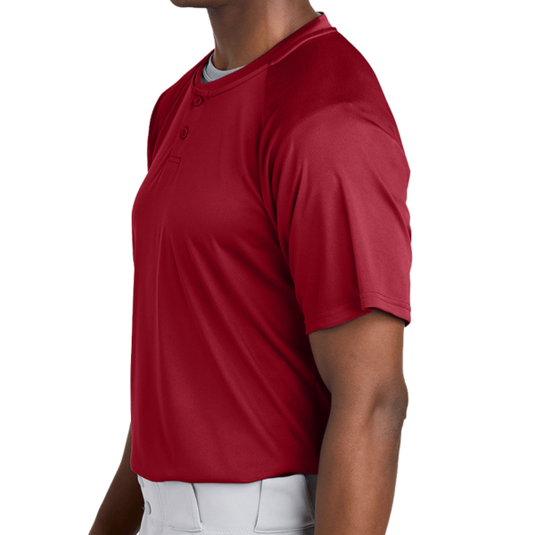 Sport Tek PosiCharge ® Competitor 2 Button Henley, Deep Red, Left Sleeve view