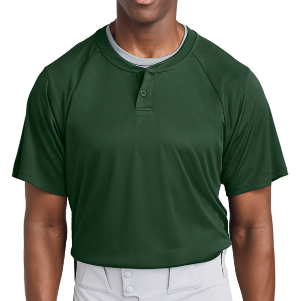 Sport Tek PosiCharge ® Competitor 2 Button Henley, Forest Green, Front view