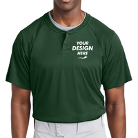 Sport Tek PosiCharge ® Competitor 2 Button Henley, Forest Green, Front view, Mockup