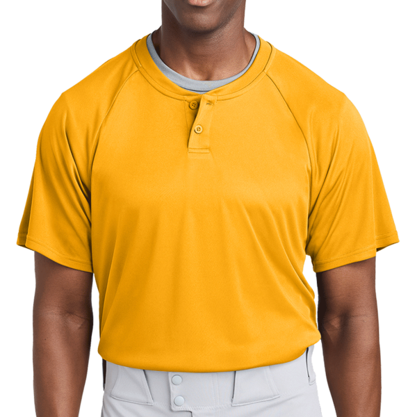 Sport Tek PosiCharge ® Competitor 2 Button Henley, Gold, Front view