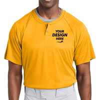 Sport Tek PosiCharge ® Competitor 2 Button Henley, Gold, Front view, Mockup